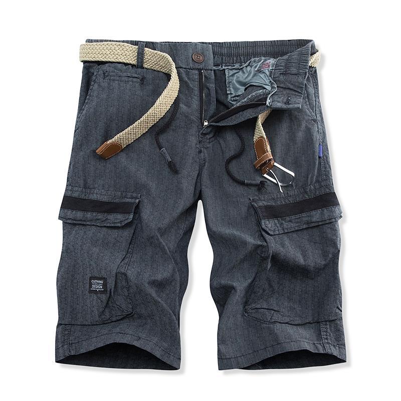 2023 Summer foreign trade new men's multi-pocket solid color workwear shorts men's casual loose straight shorts