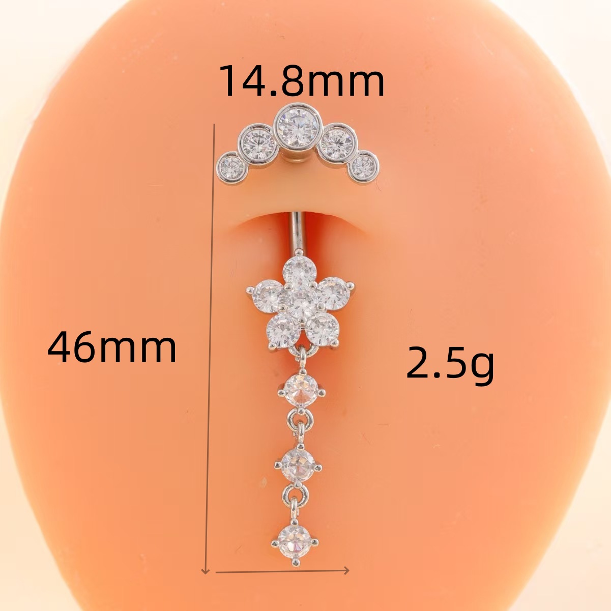16G labret stud size and finish detail
