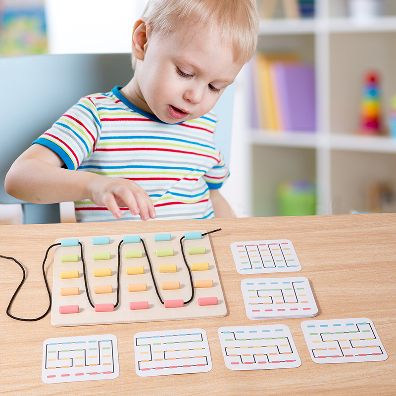 Juegos de cuerda divertidos para niños Baby Hand-Eye Coordination Training Early Childhood Juguetes de madera
