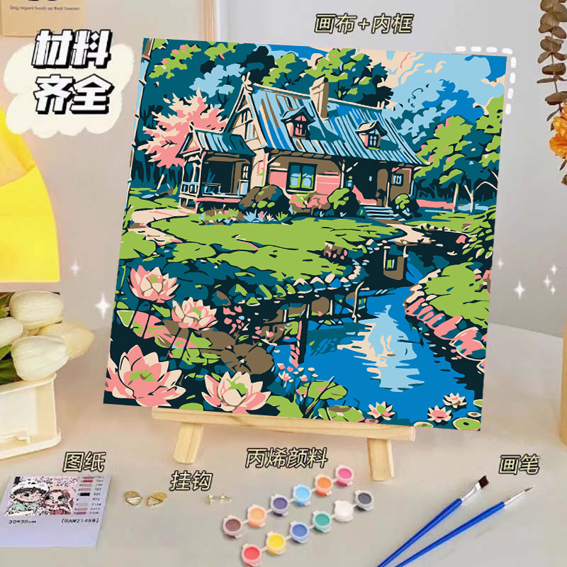 バラのデジタル油絵diy子供の塗り絵の高級感手作りの風景の花の対外貿易の露店の商品|undefined