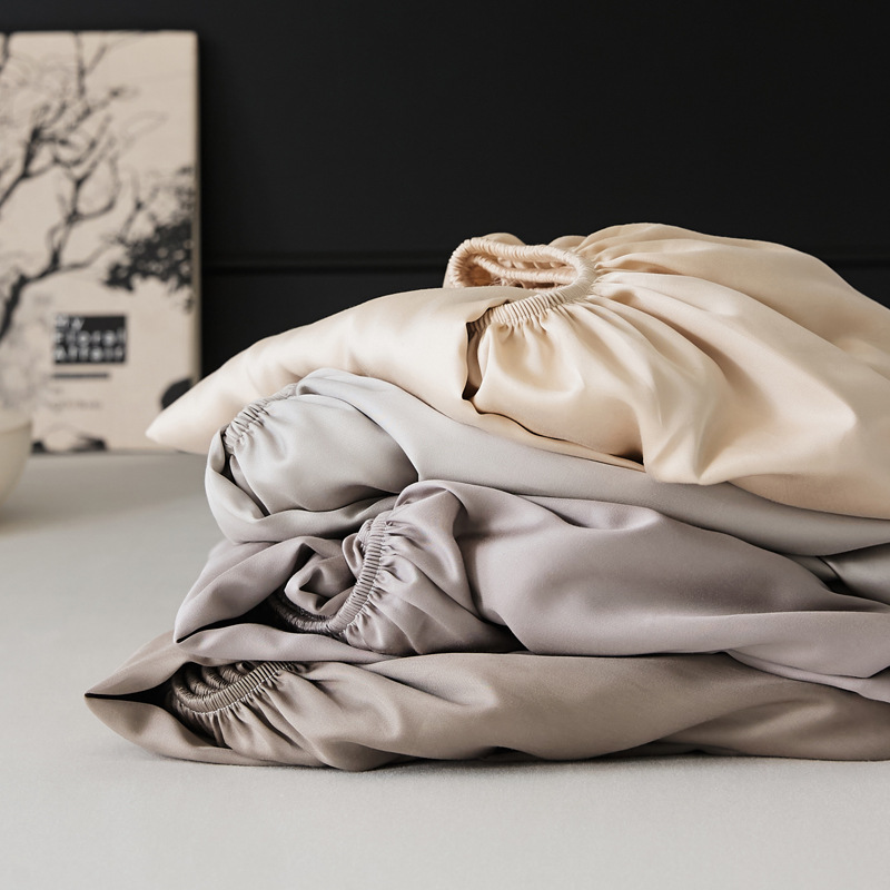 Tencel Solid Color Single Bed Hat Summer Cool Silky Solid Color Bed Hat Bed Cover Mattress Protective Cover Skin-Friendly Bed Cover