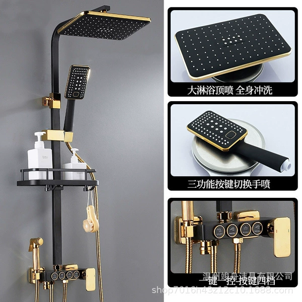 Type D square tube black gold copper body luxury large ceiling spray