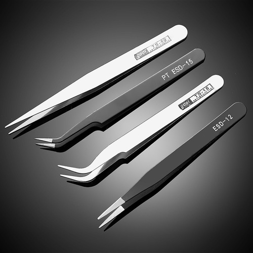 Tweezers Stainless Steel Elbow Straight Anti-static Tweezers Grafting Eyelashes Nail Art Pointed Tweezers Bird's Nest Hair Picking Tweezers