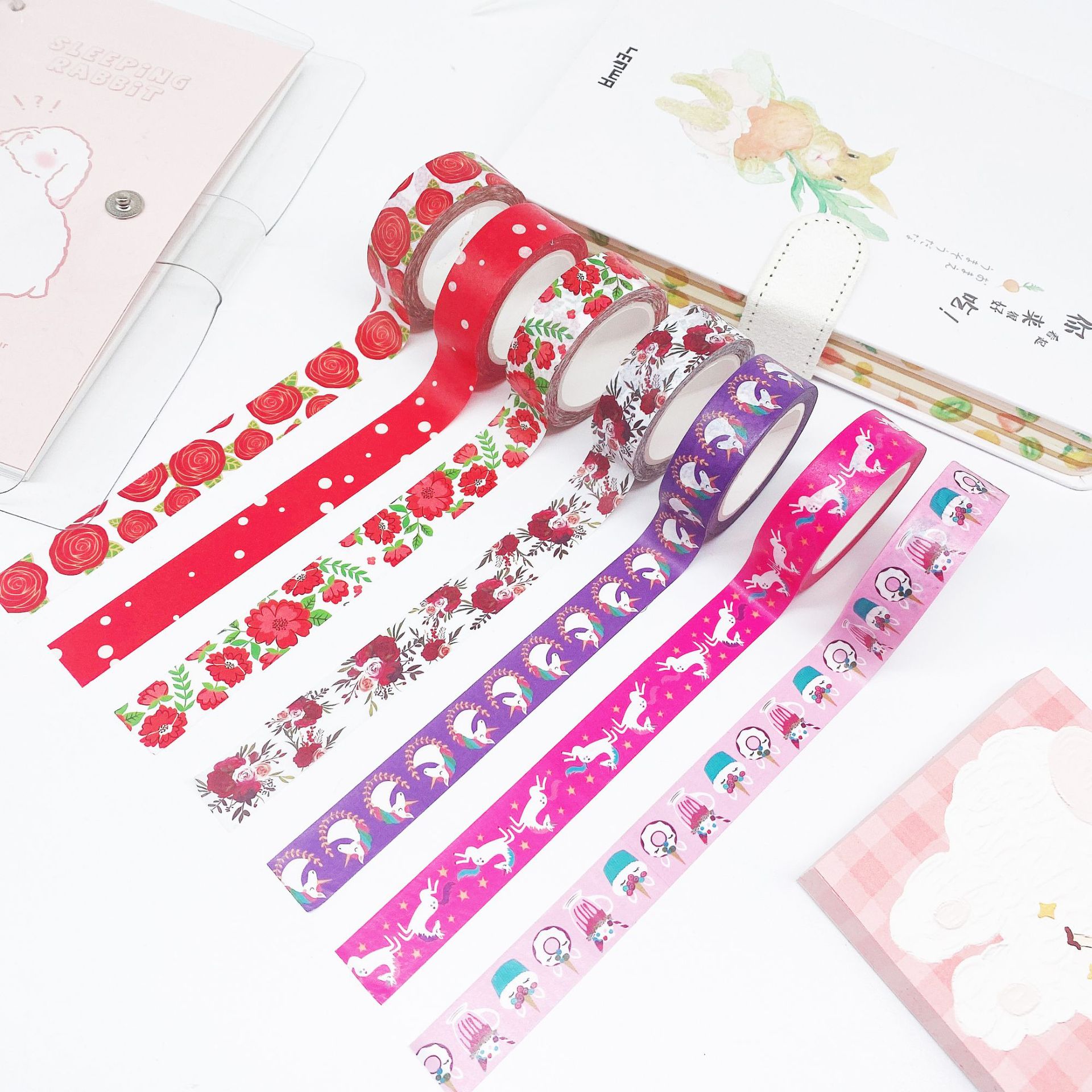 圣诞系列独角兽印刷和纸胶带  彩色文具胶带  DIY手账贴纸包装