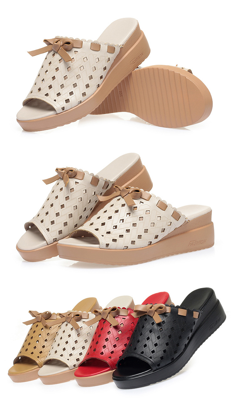Dép sandal nữ quai chữ V đế dày da thật phong cách dân tộc — đen chi tiết 16