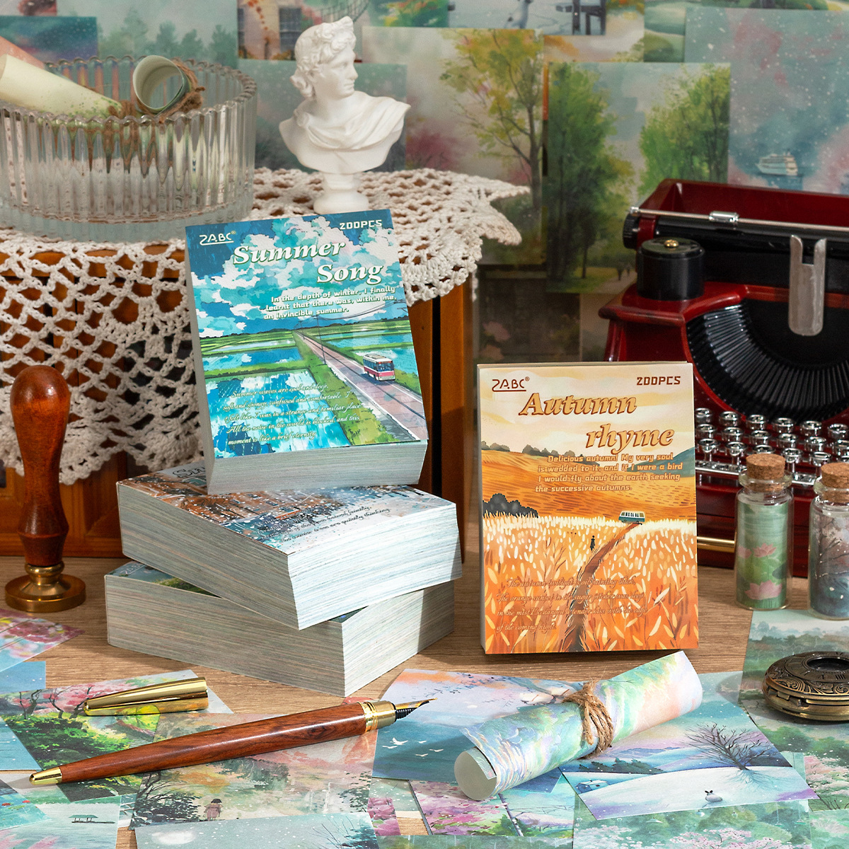 Cuatro temporadas de acuerdo con el libro de notas de material de libro de mensajes de papel de notas no adhesivo ins de aire de papel de material de base de cuentas de mano