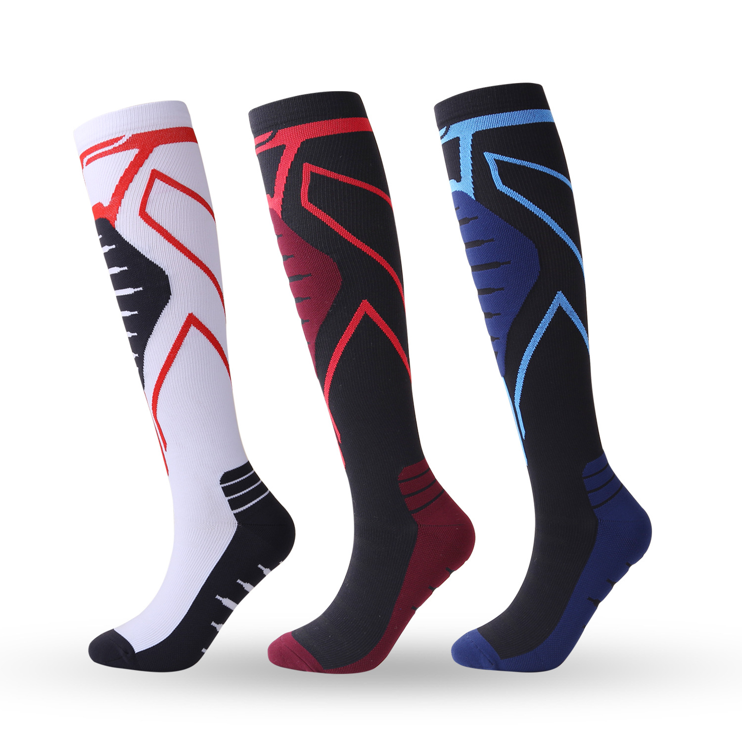 Professional sports pressure socks outdoor marathon running socks terry bottom high elastic calf protection long tube compression socks_voghion.com