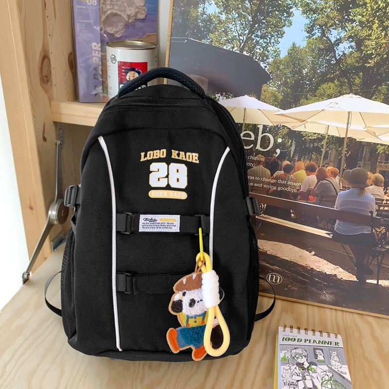Capacious backpack, retro trend shoulder bag, for students, 2023 collection, American style