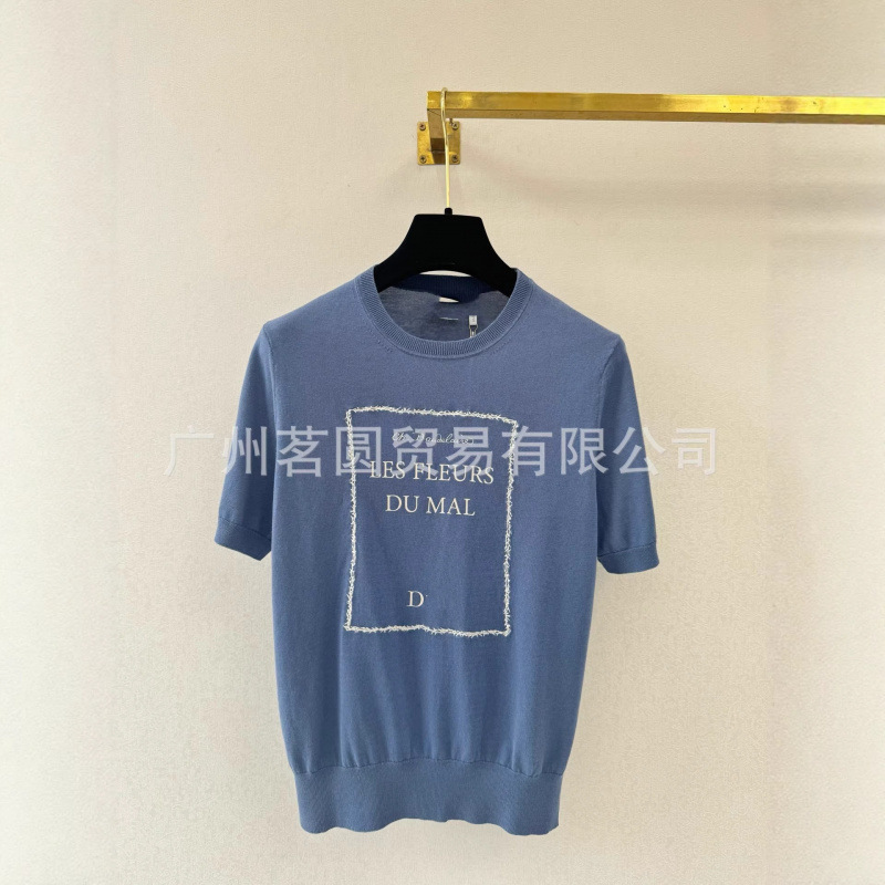 Shenzhen Nanyou Goods D Brand~Top~Premium Version 26 Early Spring New Collection Garden World Embroidered Knit Print Short Sleeve