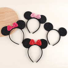 米奇发箍儿童节日派对表演发饰派对米妮蝴蝶结可爱亮片米老鼠头箍