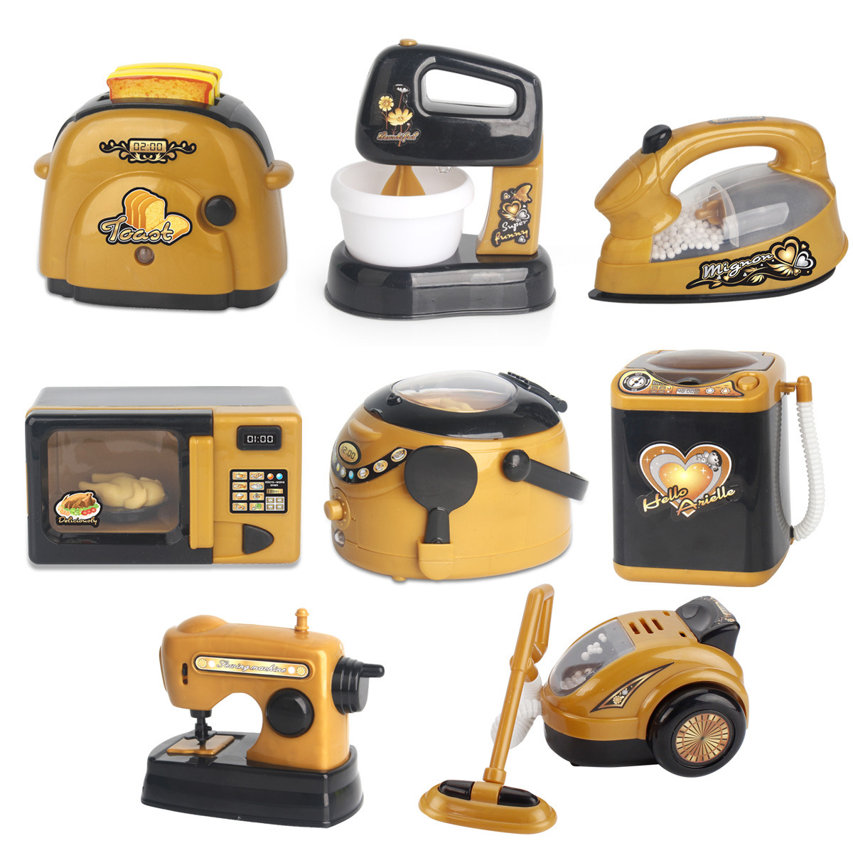 Los niños de simulación de cocina casa de juegos pequeños electrodomésticos mezclador horno de microondas pan de hierro divertido utensilios de cocina Juguetes