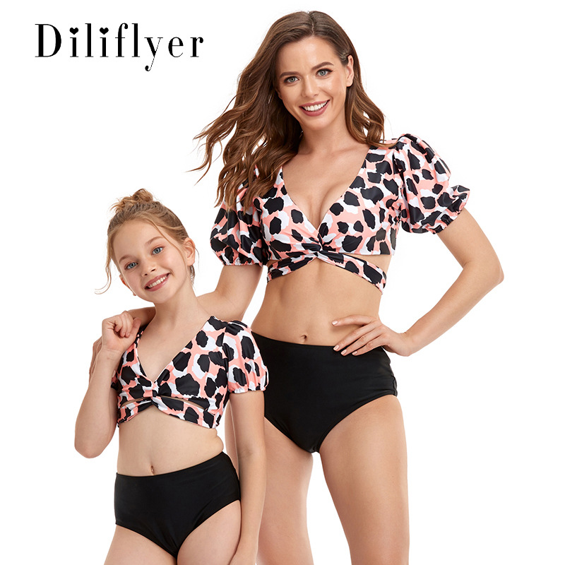 Parent Child Swimsuit Bubble Sleeve Bikini