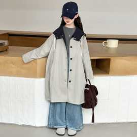 女童中大童两面穿春秋2025洋气新款儿童秋装春季休闲外套风衣潮童