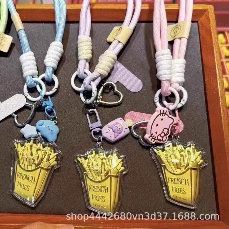 New Jingle Cat Ultraman Cartoon Keychain Lanyard Milk Tea Burger Fries Mobile Phone Lanyard Car Keychain