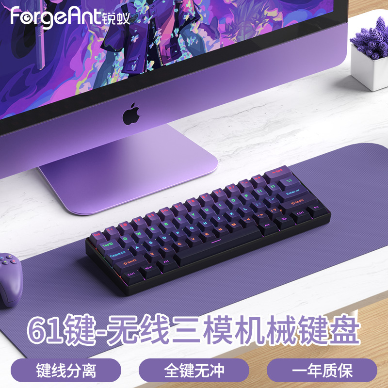 Ruiyi F61 メカニカルキーボード e スポーツゲームオフィスワイヤレス 3 モードノートブックデスクトップポータブル男性と女性のキーボード|undefined
