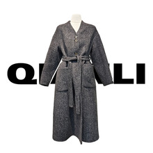 秋冬V领通勤休闲羊绒羊毛外套大衣中高端源头日韩欧美品牌供应链