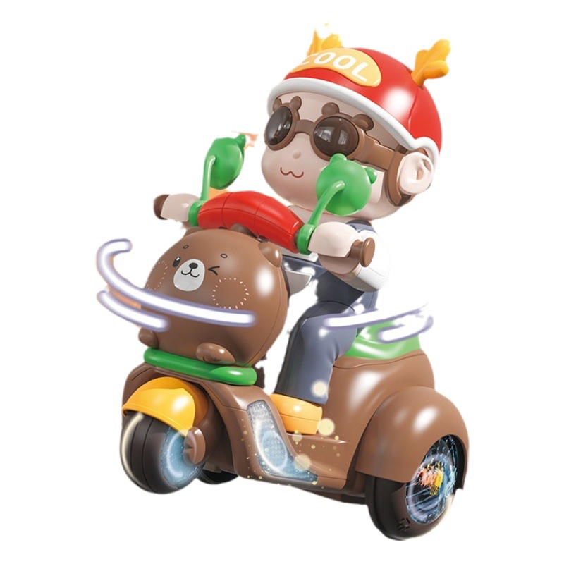 Triciclo de juguete eléctrico para niños transfronterizos motocicleta giratoria concierto de luz cantando y bailando juguete