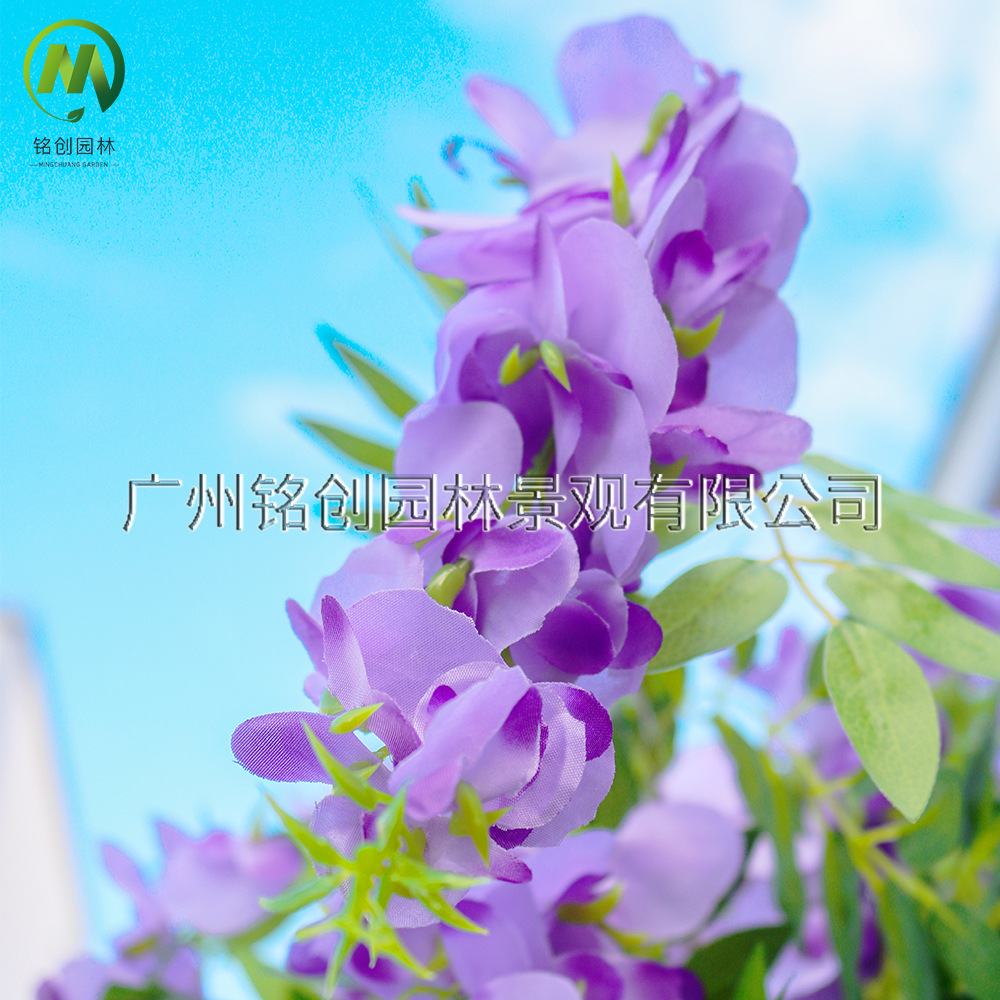 Simulación de flores colgantes de glicina, plantas en macetas, centros comerciales, flores y árboles artificiales, decoraciones de piso grande, árboles de flores de frijol