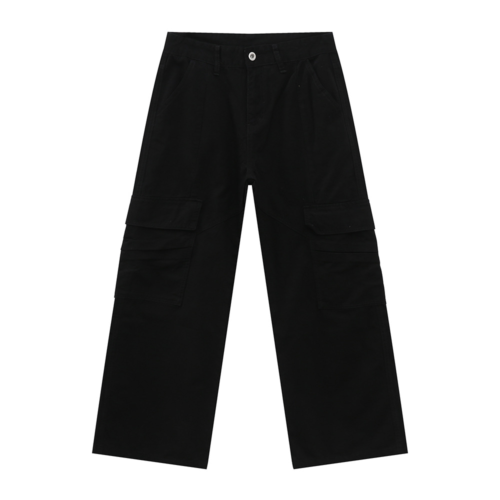 MTLCLOTHES para hombre | Vaqueros lavados sueltos de color sólido de algodón recto americano de calle alta