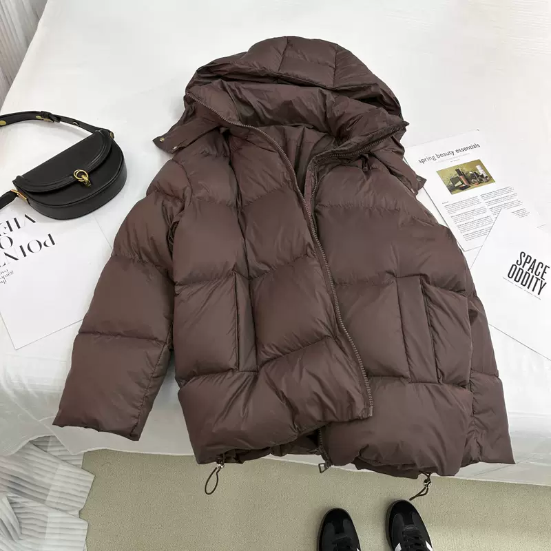 Extra large winter down jacket with down with hood, plus size, increased thickness, Korean style
