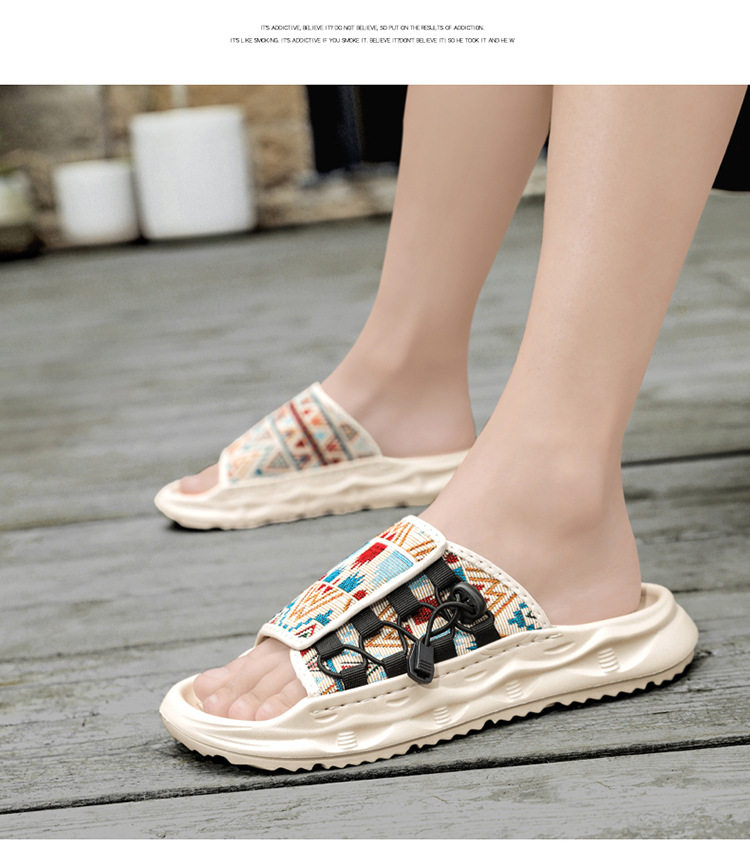 Dép sandal nam quai dán đi biển mùa hè, dép lê đế dày EVA chống trượt đi thể thao ngoài trời — màu be, đen chi tiết 7