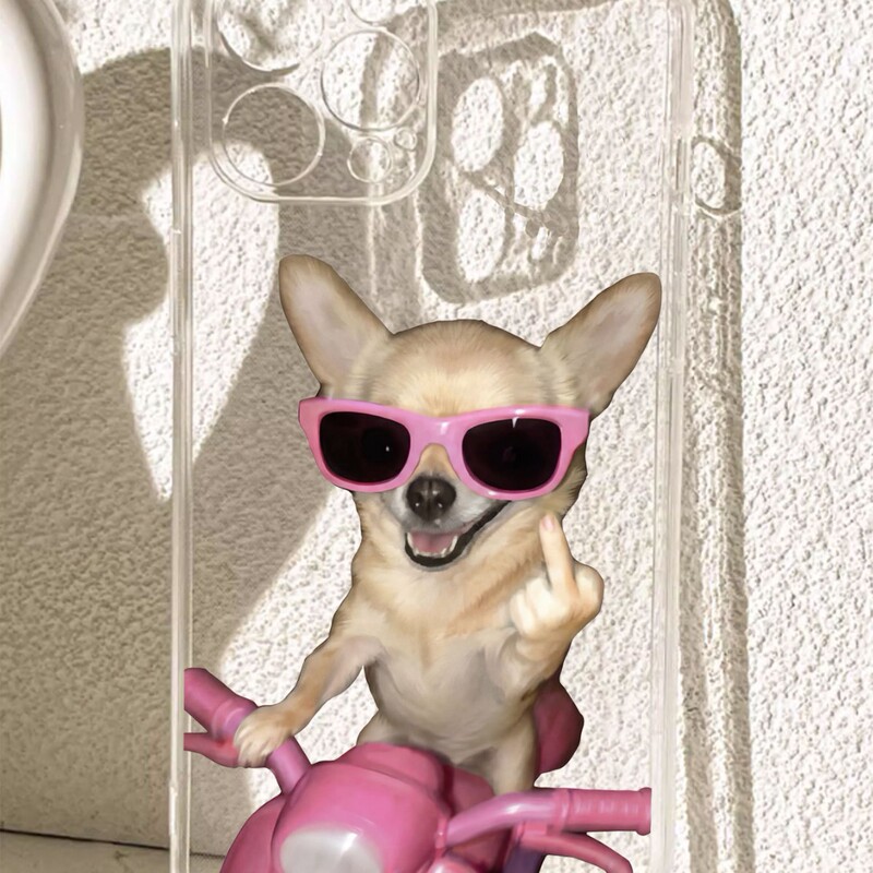 Fashionable Puppy Anti-Drop Transparent Case Suitable for iPhone 14/15/16/17 Series Pro Max Phone Case Protection