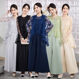 Evening dress AliExpress wish foreign trade usually can wear two-piece lace temperament casual wide leg pants ladies