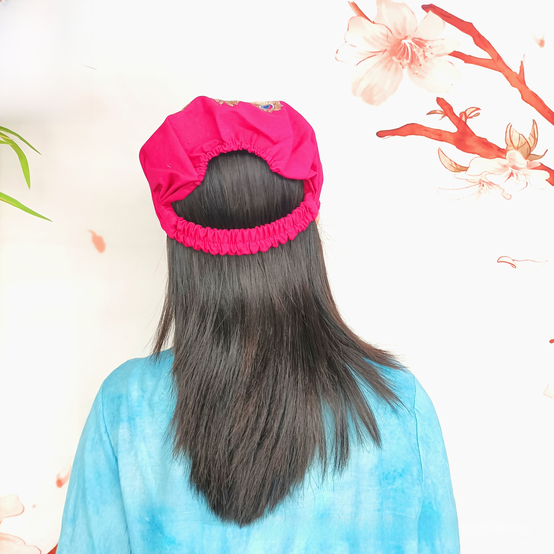 Chapeau haut de forme vide en toile brodée de style ethnique pour femmes, foulard élastique réglable pour voyage et photo_voghion.com