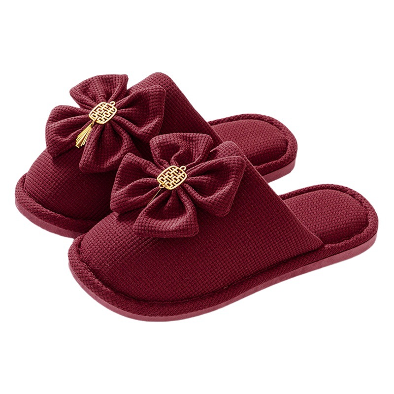 Slippers wedding couple's new wedding festive red indoor non-slip home bridal wedding autumn and winter cotton slippers