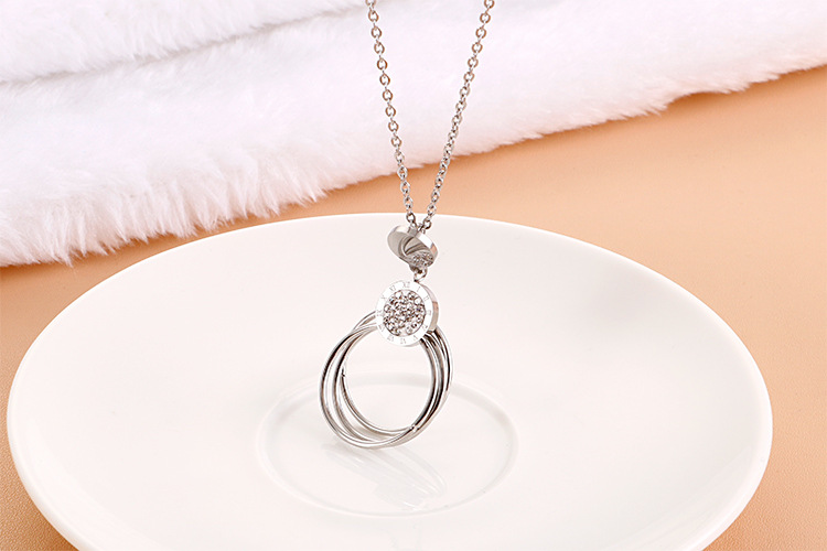 wholesale new style round multi-layer stainless steel necklace earring set Nihaojewelry