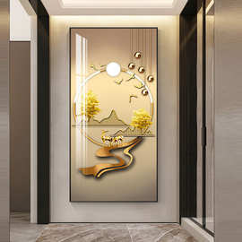 玄关画装饰画批发新中式现代轻奢晶瓷画客厅壁画走廊过道入户挂画