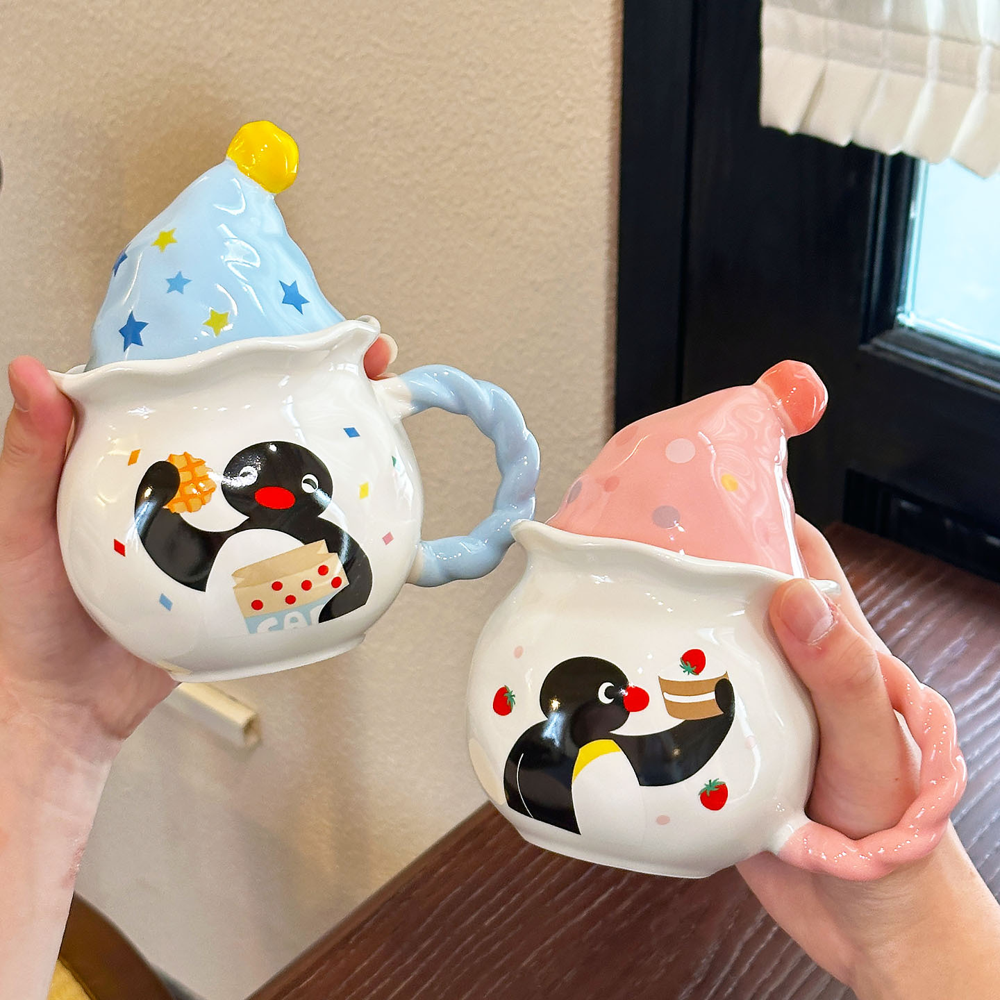Cerámica Dian Pingu familia de pingüinos copos de cerámica pareja de alto valor de la cara nueva taza de agua regalo de cumpleaños