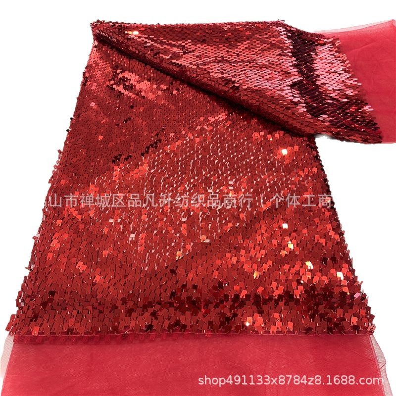 Fabricante nuevo 20 color pequeño rollo largo sequinilla tela de malla ropa de moda decoración de ropa de boda tela