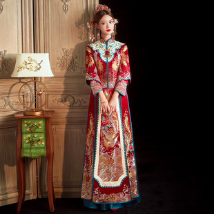 Xiuhe Wedding Bride 2024 New Heavy Craft Wedding Dress Chinese Style Toasting Dress Women's Dragon and Phoenix Slimming Xiuhe Kimono