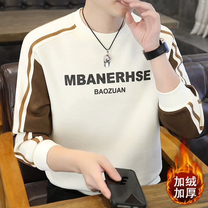 [Сращивание китайской хлопковой вышивки] плюс бархат без бархата] Новый мужской свитер осенью и зимой