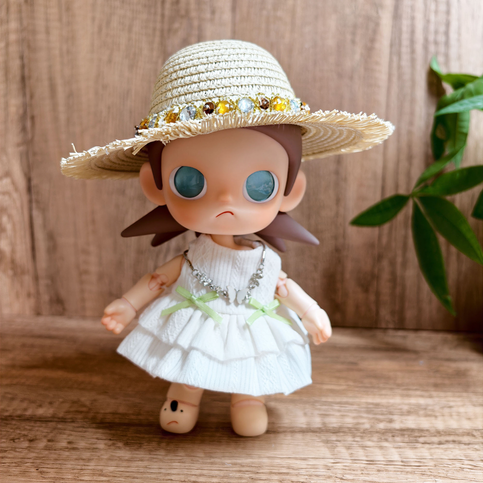 Zsiga向往之处BJD玩偶衣服宝石毛边草帽棉质白裙套装嘎子姐着替新