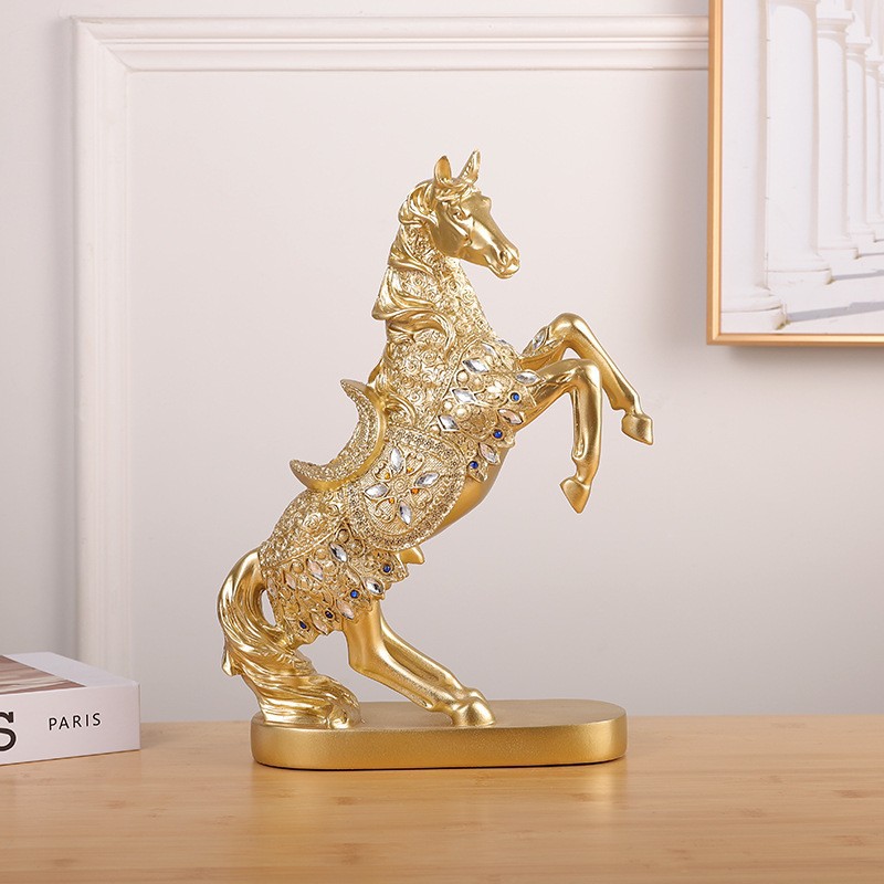 Light Luxury Horse to Success Resin Ornaments Office Desktop Lucking Decoration Home Living Room Entrance Housewarming Opening Gift