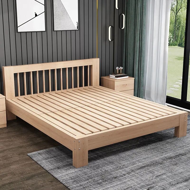 Cama de madera maciza de haya 1,8 m cama individual simple cama individual 1,5 m cama con dosel tatami fábrica simple una pieza al por mayor