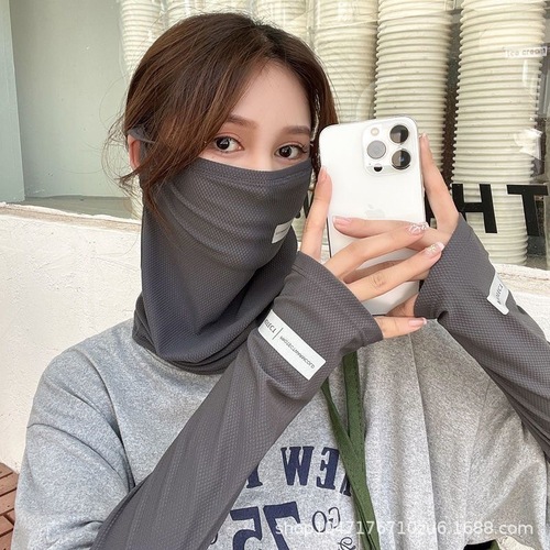 Summer Sun Protection Ice Sleeve for Men, Breathable Large Size Loose Letter Ice Sleeve with UV Protection, Reflective Label