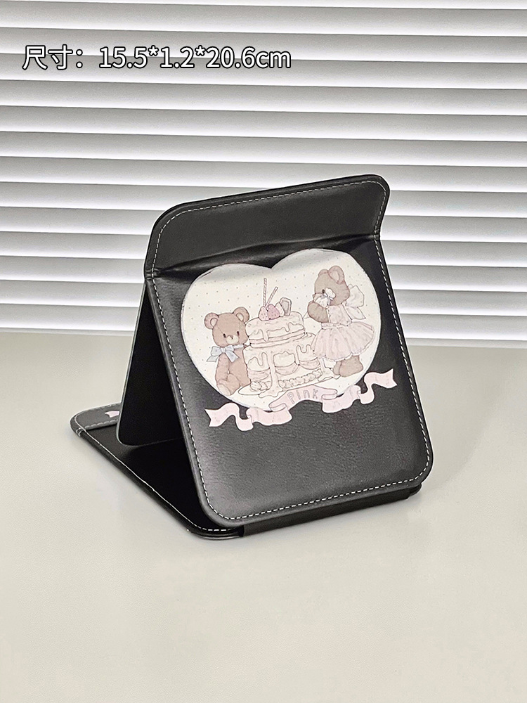 Original espejo de maquillaje de conejo espejo plegable Escritorio de escritorio portátil simple HD dormitorio princesa vestidor