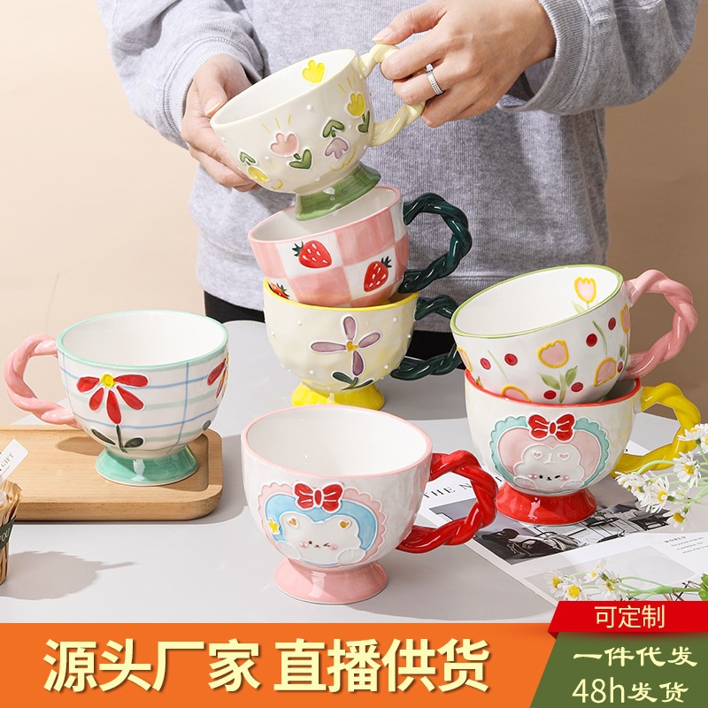 (Wholesale), ceramic capacious creative coffee tea cup, hand painting