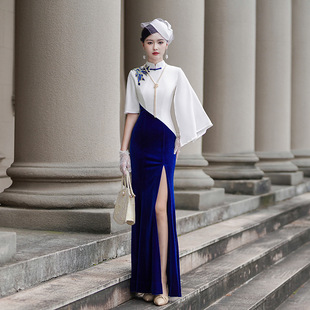 Catwalk Cheongsam 2025 New Young Style Ceremonial Performance Clothing Long Elegant Stage Annual Meeting Host Dress