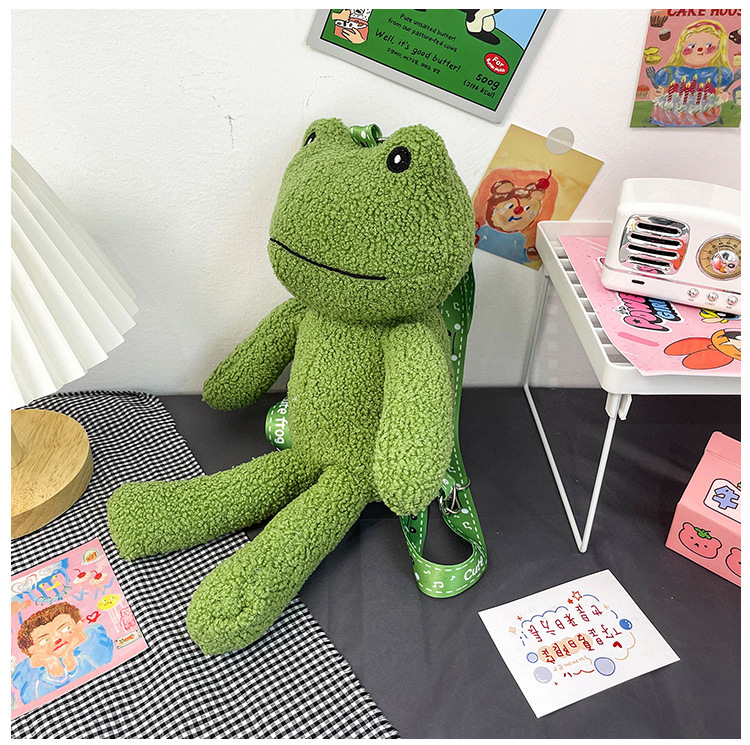 2021 Autumn New stylish and cute green frog single-shoulder crossbody bag wallet plush toy birthday gift for girls undefined