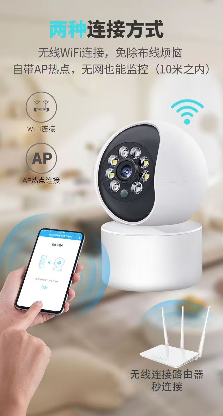 Innenraum WLAN WiFi Überwachungskamera für Zuhause ferngesteuert hochauflösend mit Nachtsicht 2MP Innenkuppelkamera Überwachungsgerät