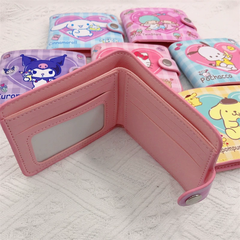Polyurethane short wallet, card holder, with buttons