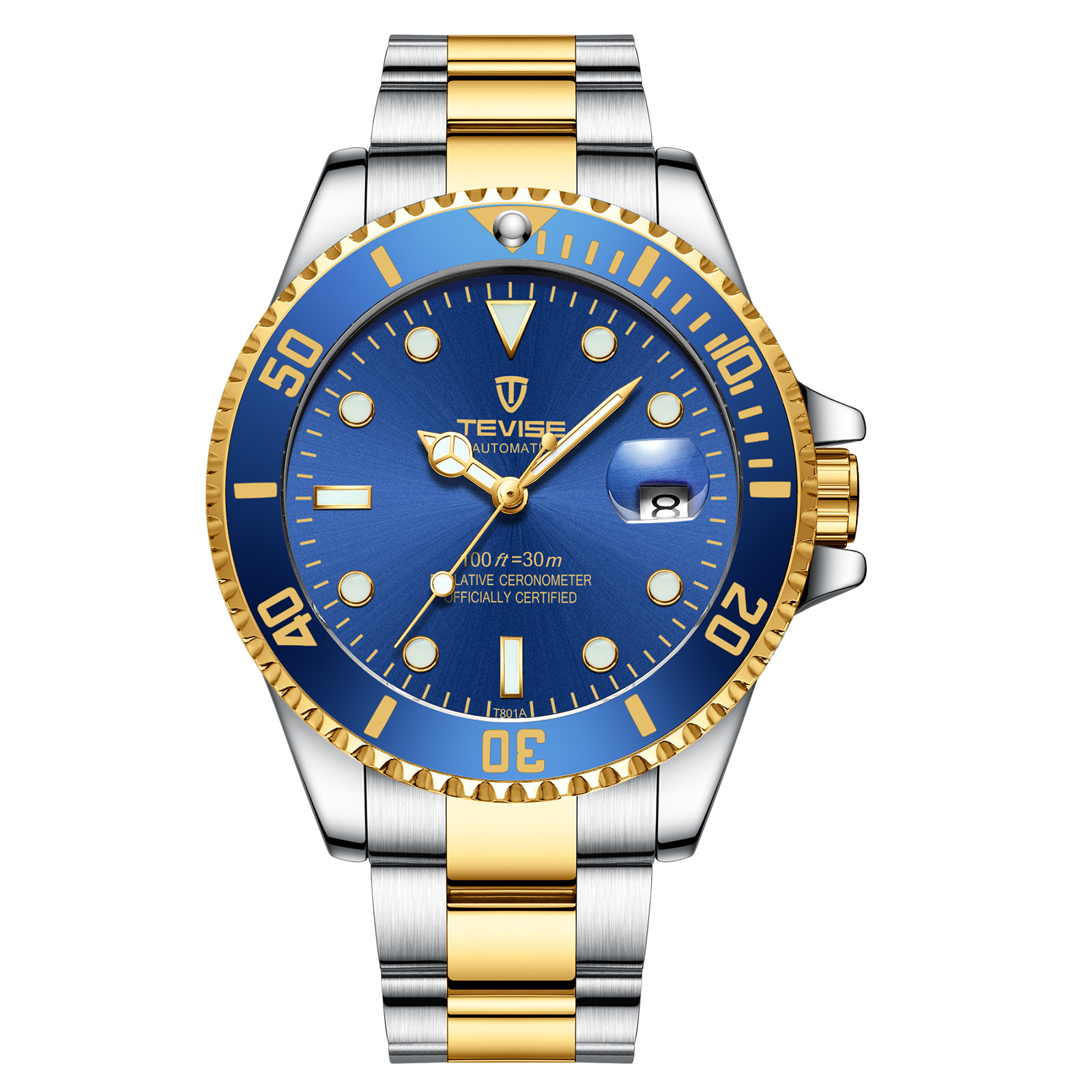 TEVISE Water Ghost casual reloj de hombre mecánico automático correa de acero inoxidable reloj de hombre T801