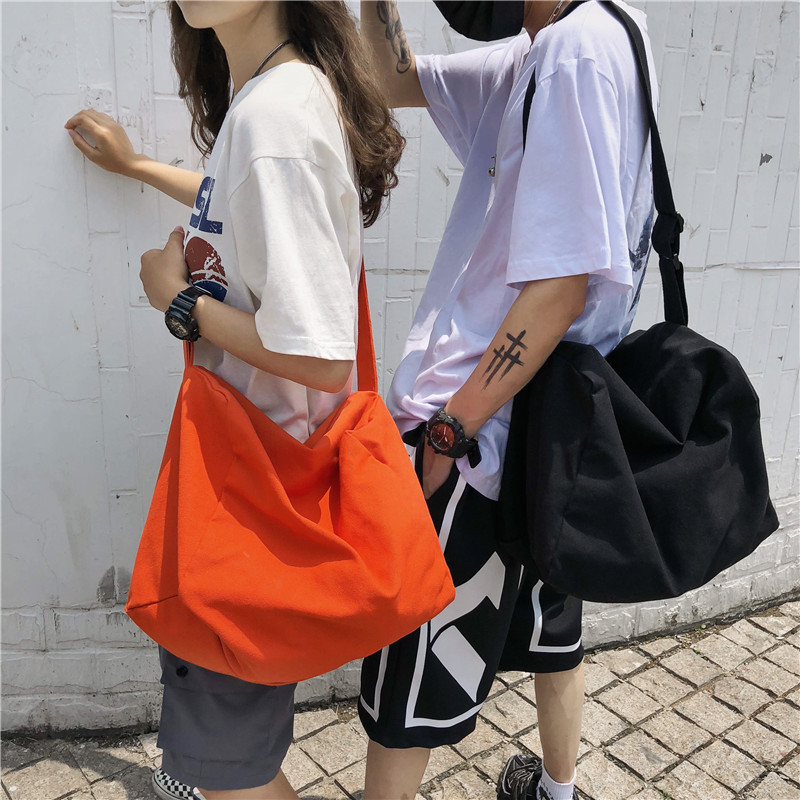 Simple Trendy Street Solid Color Canvas Women's Small Square Bag 2022 Summer New Men's and Women's Trendy Women's Shoulder Crossbody Bag