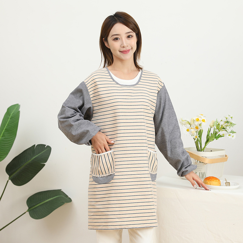 Cocina casera de estilo coreano delantal de cocina de manga larga de las mujeres lindas de alta gama ropa de trabajo antiincrustante para el trabajo y la restauración de la cintura