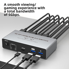 8KDP+HDMI2��2��KVM�л���2̨����˫��ʾ��̨ʽ��+�ʼǱ���չ˫��
