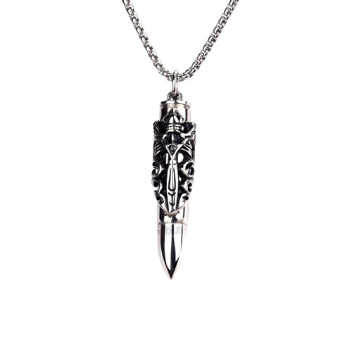 European and American men's necklace titanium steel double dragon sword bullet pendant niche design high-end jewelry personalized accessories